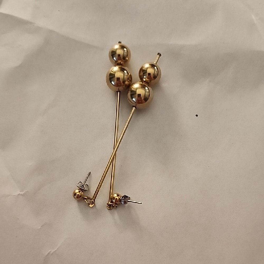 Elegant Gold Ball Drop Earrings